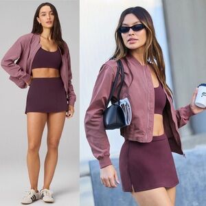 Fabletics NEW Everyday Bomber Jacket Mushroom Mauve S